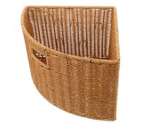 POPETPOP Plastic Imitation Rattan Triangle Corner Storage Basket, Fan-shaped Woven Laundry Organizer for Bedroom, Bathroom, and Pantry, Small Size 15.5x11x8 Inch