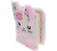 POPETPOP Plush Cartoon Bunny Diary Book, Mini Portable Multi-function Journal with Tie-dye Colored Fluffy Cover, Cute Pocket Notebook for Recording and Daily Writing