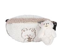 POPETPOP Plush Girl Waist Bag Bear Pattern Waist Pack Smooth Sewing Stitching Metal Details Fashionable Simple Design for Shopping and Working