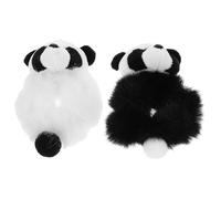 POPETPOP Plush Panda with Thick Fuzzy Plush Material 2pcs Elastic Hair Ties Hair Scrunchies Versatile Ponytail Holders and Adorable Design Suitable for Daily Life or Parties