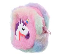 POPETPOP Plush Unicorn Coin Purse with Keychain Mini Zipper Wallet | Cartoon Style, Polyester Plush and Metal Details, Lightweight Protective Pouch for Women and Ladies