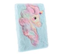 POPETPOP Plush Unicorn Notebook, Sky Blue Soft Cover Journal, Creative Scrapbook Notepad for School Stationery and Birthday