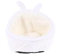 POPETPOP Plush Warm Hamster Nest and Guinea Pig House with Comfortable Cow Shape Design, Small Pet Sleeping Bed for Indoor Winter Use, Soft White Material for Cozy Hideout