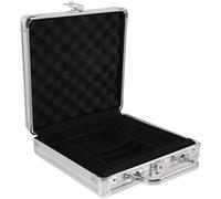 POPETPOP Poker Chip Case Carrier and Card Storage Container, Portable Metal Box with Handle for Texas Hold’Em and Blackjack, 100-Count Silver Chip Holder for Travel and Game Play