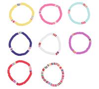 POPETPOP Polymer Clay Bead Bracelets Friendship Bracelets Colourful 8pcs Comfortable Stretch Skin Friendly and Minimalist Style for Women and Girls for Daily Life and Beach Wear