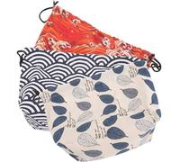 POPETPOP Portable Drawstring Bento Bags Made of Polyester Cotton 3pcs Lunch Pouches in Japanese Style with Simple Design, for Office and Picnic Use