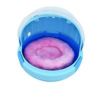 POPETPOP Portable Hand-held Parrot Carrier Cage with Blue Space Capsule Warm Nest and Plush Pad, Bird Travel Crate for Outdoor Use, Suitable for Young Birds and Pet Supplies Random Color