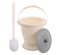 POPETPOP Portable Plastic Chamber Pot with Lid and Cleaning Brush Spillproof and Anti-Slip Bedside Commode for Adults and Pregnant Women, Suitable for Bedroom and Hospital Use,