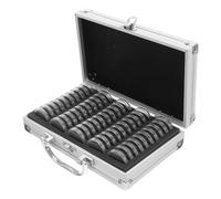 POPETPOP Portable Silver Coin Case with Secure Lid Closure, Aluminium and Abs Material Storage Box for Collectors and Enthusiasts, Coin Display Holder for Safe Currency Organization