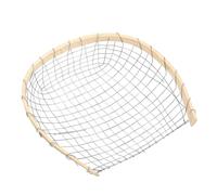 POPETPOP Portable Steel Wire Bamboo Sifting Dustpan for Coal and Debris, Lightweight Heat-Resistant Filter Pan for Plant Maintenance and Yard Cleaning
