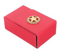 POPETPOP Portable Tarot Cards Storage Case Red Pu Leather Tarot Deck Holder with Gold Pentagram Universal Organizer Box