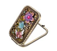 POPETPOP Portable Vintage Double-Sided Makeup Mirror Foldable Metal Compact 3.94X2.56X0.79In Travel Mirror for Ladies