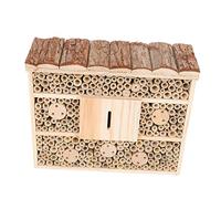 POPETPOP Practical Wooden Bee House Garden Decor for Attracting Insects Ladybugs Butterflies Pollination Aid Cabin Ornament