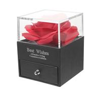 POPETPOP Preserved Red Eternal Rose Jewelry Box with Pendant and Ring Storage, Romantic Organizer for Valentine’s Day, Wife, Girlfriend, Travel and Special Occasions