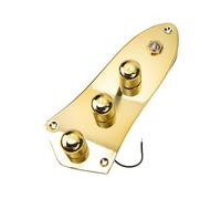 POPETPOP Prewired Electric Guitar Control Plate with Volume and Tone Knobs Gold Metal Loaded Control Plate for Bass and Guitar Parts for Music Accessories