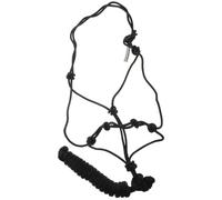 POPETPOP Professional Black Rope Horse Halter Sturdy Multi-knot Braided Bridle Headstall for Horse Training and Riding Equipment Suitable for Equestrian Sports