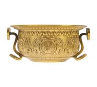 POPETPOP Pure Copper Temple Offering Bowl Small Decorative Cornucopia Ornament Golden Worship Prosperity Treasure Bowl for Home and Office Use
