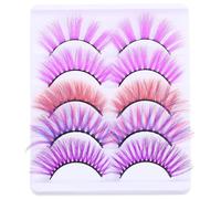 POPETPOP Purple Colorful False Eyelashes 10Pcs Long Synthetic Fiber Curly Volume Lashes for Halloween and Stage Makeup