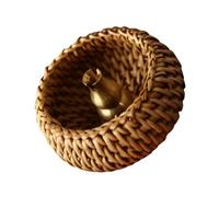 POPETPOP Rattan Incense Stick Holder and Burner Dish with Incense Holder, Handmade Brown Ash Catcher for Meditation and Desk Use, Helper for Insomnia and Reducing Bad Odour