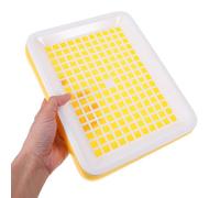 POPETPOP Rectangular Litter Tray for Small Animals Anti-tip Design, Portable Indoor Bunny Rabbit and Guinea Pig Toilet Pan, Yellow Flat Surface Small Pet Poop Tray