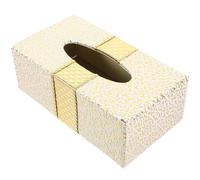 POPETPOP Rectangular Tissue Box Cover Napkin Storage Holder White Leather Density Board Fine Polished Comfortable Hand Feeling Retro Simple Style Elegant Look for Home Bathroom