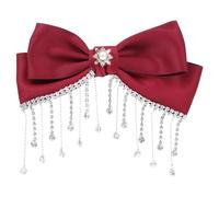 POPETPOP Red Bowknot Hair Clip with Rhinestones Elegant National Style Alligator Barrette Lovely Hair Accessory for Women Charming and Eye-catching