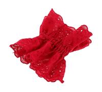 POPETPOP Red Lace Floral Embroidery Large Elastic Hair Scrunchies Double Layer Hollow Lace Ponytail Hair Bands for Women and Girls
