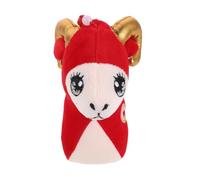 POPETPOP Red Sheep Plush Animal Figurine for 2027 Lunar New Year Decor | Traditional Oriental Design, Cloth and PP Cotton, Stand or Sit Shape, for Friends Bedside Display
