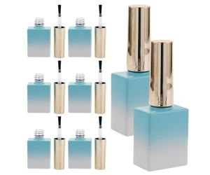POPETPOP Refillable Glass Nail Polish Bottles 11.7Ml 8Pcs with Gradient Blue Brush for Manicure and Travel Use