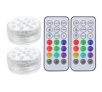 POPETPOP Remote Controlled Underwater LED Lights 300 Lm Brightness 2 Sets with 13 LED Beads, Waterproof Submersible Swimming Pool Lamps White Plastic Material, for Aquarium and Wedding