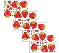 POPETPOP Removable Peel and Stick Strawberry Wall Stickers 4 Sheets PVC Material Easy to Use Decorative DIY Wall Decal for Panes and Closets with Lively Appearance