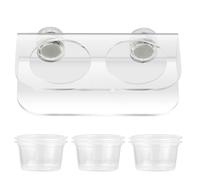 POPETPOP Reptile Feeder with 10Pcs Plastic Bowls- Reptile Food Bowl Water Dish Transparent Feeding Basin for Gecko Lizard Snakes