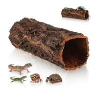 POPETPOP Reptile Hideout Cave with Hollow Tree Design, Natural Resin Material, Medium Size, Terrarium Habitat Shelter for Leopard Gecko, Lizard, Snake, Turtle, Hermit Crab