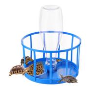 POPETPOP Reptile Water Feeder and Food Bowl for Lizard and Turtle Sturdy Plastic Non-Tip Design Blue for PET Supplies