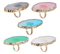 POPETPOP Resin Agate Nail Art Ring Palette 5pcs Manicure Palette Nail Polish Mixing Plate and Professional Manicurists