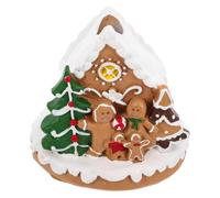 POPETPOP Resin Christmas Decorative House Ornament Sturdy Holiday Gingerbread Village Adornment for Living Bedroom Table Festive Centerpiece Holiday Season Decor