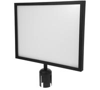 POPETPOP Retractable Belt Stanchion Queue Barrier Sign Holder with Stainless Steel Portrait Frame and Cover for Crowd Control in Airports, Events, and Retail Spaces - Black A3 Display