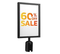 POPETPOP Retractable Belt Stanchion Sign Holder for Office and Church Use, Vertical A4 Sign Frame, Metal Construction, Stable and Scratch Resistant Display