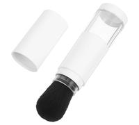 POPETPOP Retractable Flat Top Makeup Brush with Soft Synthetic Fibers, Portable Powder Blusher Brush with Built-in Powder Holder for Travel and Face Makeup Application