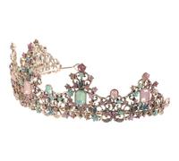 POPETPOP Retro Alloy Tiaras with Colorful Gems Wedding Headpiece for Banquets and Birthdays Easy to Put and Secure Shiny Princess Crown for Graduation Period and Dance Parties