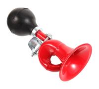 POPETPOP Retro Bike Horn Manual Air Horn for Bicycles, Red | Leather Metal Build, Press Ball Design, Mounts Either Side, for Road Biking and Boy Girl Bikes