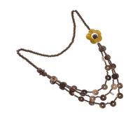 POPETPOP Retro Bohemia Wooden Bead Necklace for Women Featuring Hand-knitted Coconut Shell Beads, Elegant Design for Daily Wearing and Casual Beach Outfits