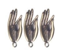 POPETPOP Retro Brass Keychain Pendant 3 Pack Small Buddha Hand Design for Craft Accessories and DIY Decor