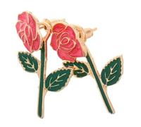 POPETPOP Retro Fairy Tale Enamel Rose Flower Earrings for Women Two Way Flexible Wear Unique Vintage Floral Design Statement Jewelry for Daily Use and Parties