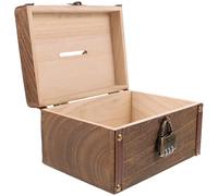 POPETPOP Retro Large Wooden Storage Box with Lock, Vintage Household Jewelry Container and Versatile Treasure Case for Home Décor and Secret Escape Props