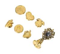 POPETPOP Retro Metal Wax Seal Stamp Set with Unique Pattern Head, Vintage Embosser for Envelopes and Invitations, Traditional Medieval Style Wax Stamp for Wedding and Crafting