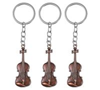 POPETPOP Retro Violin Keyring 3Pcs Set, Metal Vintage-Style Mini Violin Pendant for Backpack and Purse Accessories, Gift for Music Lovers