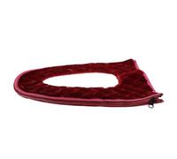 POPETPOP Reusable Toilet Seat Cover Thick Zipper Large Burgundy Washable Flannel Cushion Pad for Bathroom Comfort