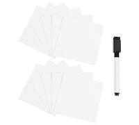 POPETPOP Reusable Washable Self-adhesive White Sticky Memo Notes 3x3 Inch Nano Adsorption Pads for Office and School, Removable Index and Bookmark Sticker Set