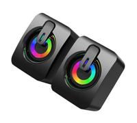 POPETPOP Rgb LED Wired Gaming Speakers USB Powered Subwoofer with Independent Volume Control for Laptop Desktop Portable Colorful Ambient Light External Sound Box